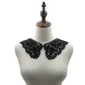 Detail view of black water-soluble lace collar embroidery DIY accessory - Black