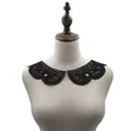 Close-up of black water-soluble lace collar with intricate hollow embroidery - 1 Pair/Pack / Black