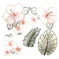 Vista dettagliata del set di cinque toppe ricamate in organza con fiori e foglie - Set da Cinque Pezzi (Multicolore) / Confezione da 5 pezzi