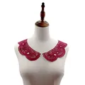 Intricate magenta water-soluble lace collar with floral hollow embroidery details - 1 Pair Set / Magenta