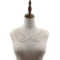 Macro detail of white hollow lace collar embroidery accessory on mannequin torso - 1 Pair/Pack / Apricot