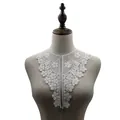 Elegant white milk silk floral lace collar pair for DIY garment sewing decoration - Water Soluble Lace Neckline (LG290) / White