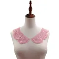 Elegant pink water-soluble lace collar with floral embroidery detail for DIY sewing projects. - 1 Pair/Pack / Dusty Pink