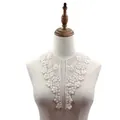 White milk silk lace collar featuring floral hollow-out embroidery for DIY sewing - Cotton Embroidered Neckline (LG290) / Apricot
