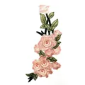 Detail van wateroplosbare roze roos borduurpatch voor DIY-handwerk en kleding - Beige
