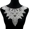 White embroidered water-soluble lace collar trim for DIY sewing and dress decoration. - White
