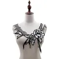 Detailed view of heavy water-soluble lace collar embroidery flower on a mannequin - Black and White