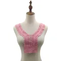 Detail of pink water-soluble lace collar with intricate embroidery on a mannequin - Dusty Pink