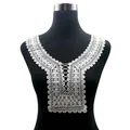 Elegant white water-soluble lace collar with hollow embroidery on black mannequin - White