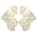 Detailed view of white cotton eyelet embroidered lace collar appliques for DIY crafts - Apricot