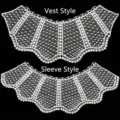 Detail view of white water-soluble lace collars in vest and sleeve styles - Tank Top / White
