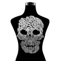 White skull water soluble lace embroidery patch milk silk 3D hollow DIY accessory - White