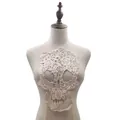 Intricate skull-shaped milk silk DIY lace applique with hollow-out floral embroidery - Full Cotton Style / Apricot