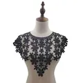 Elegante colletto staccabile in pizzo nero con ricamo floreale per decorazione - Nero