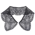 Detalle elegante del cuello desmontable de encaje bordado negro soluble en agua para ropa - Adorno en Tira / Negro