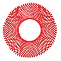Detailed view of red water-soluble lace circular collar with hollow embroidery pattern - Red