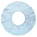 Macro view of light blue water-soluble milk silk lace collar with hollowed-out embroidery. - Sky Blue