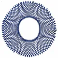 Detailed view of dark blue circular water-soluble lace collar with mesh embroidery - Dark Blue