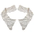 Detailed view of cream milk silk water-soluble hollow lace embroidered false collar - Apricot