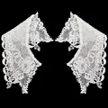 Close-up detail of white water-soluble lace embroidered fake collar for DIY projects. - White