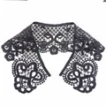 Detailed view of black milk silk water-soluble lace embroidery fake collar - Black