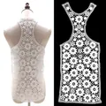 Detail view of white water soluble milk silk lace hollow-out embroidery back collar accessory - Style 2 / White