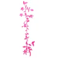 Detailed macro view showing textures of pink water-soluble floral lace embroidery applique - Rose Red
