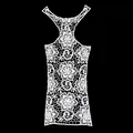 Macro view of white milk silk embroidery lace featuring delicate hollow-out floral patterns - Style 4 / White