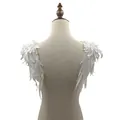 Detailed macro view of white water-soluble lace angel wing appliqués on a mannequin - One Pair / White