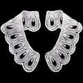 White water-soluble milk silk lace collar applique with hollow embroidery DIY clothing accessory - White / 1 Pair Set
