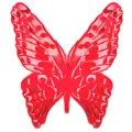 Vibrant red embroidered butterfly patch with intricate lace detail for DIY clothing - Butterfly Pattern (LG481) / Red