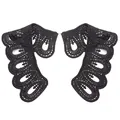 Pair of black water-soluble lace collar patches with intricate hollow floral embroidery - Black / 1 Pair Set