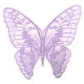 Detailed close-up of purple butterfly embroidery patch with mesh base for DIY projects - Butterfly Pattern (LG481) / Purple
