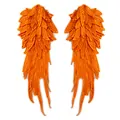 Detailed orange angel wings embroidery patch with multi-layered heavy work lace design. - One Pair / Orange