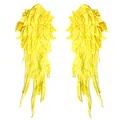 Intricate yellow angel wing lace patches with detailed multi-layer embroidery texture. - One Pair / Yellow