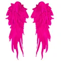 Detailed view of magenta layered wing embroidery lace patches for DIY crafts - One Pair / Rose Red