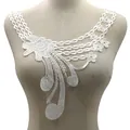 Exquisite white water-soluble lace floral embroidery patch collar detail for DIY crafts - White