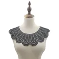 Detailed view of black milk silk embroidered hollow lace fake collar for DIY clothing - Black