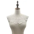 Close-up of a white milk silk embroidered hollow lace collar accessory for DIY clothing - White