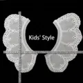 White cotton embroidered detachable lace collar for kids with measurements shown - Kids / White