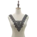 Exquisite black water-soluble embroidered lace collar applique on a mannequin display. - Black Water Soluble Embroidered Collar