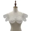 Detailed view of an elegant white water-soluble lace flower collar on mannequin - Water Soluble Lace (LG415) / White