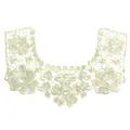 Detailed view of ivory polyester embroidery floral lace collar for DIY sewing projects. - Beige