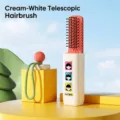 Brosse à cheveux télescopique portable blanc cassé pour une utilisation quotidienne en voyage - Blanc Cassé