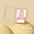 Mini portable pink lint roller tool set including three refills and clear plastic storage case - Roller With 3 Refills And Box / S / Cherry Pink