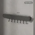 Gun grey wall-mounted kitchen organizer rack with 6 hooks - 6 Hooks / Gunmetal