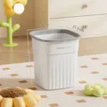 Modern white cream style small trash can with grey rim for bedroom and living room - Small 10L / White