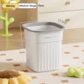 Cream white medium-sized home trash can with grey rim and vertical stripe design - Medium 13L / White