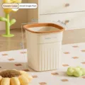 Cream-colored square trash can with orange rim and pleated texture - Small 10L / Cream