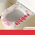 Cute rabbit pattern waterproof EVA toilet seat cover with handle for bathroom - Pink Bow Rabbit